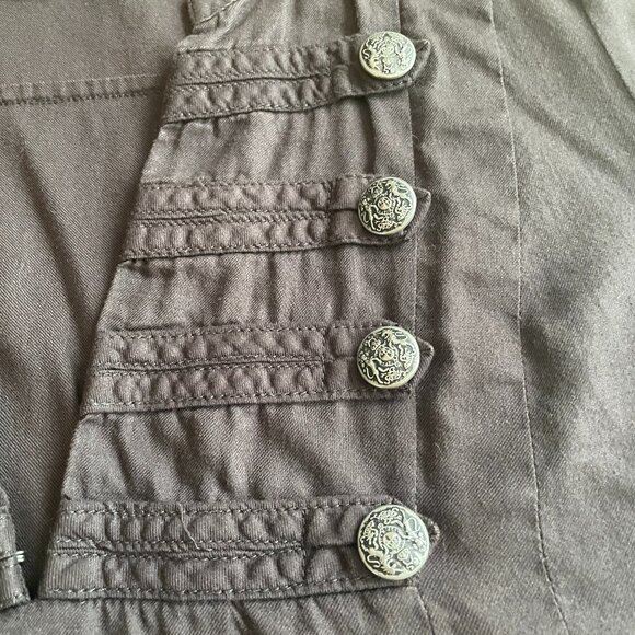 Size 12 H&M black military style top with silver buttons and short sleeves - Picture 7 of 14